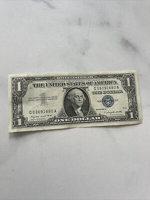 1957-A uncirculated silver certificate $1 Blue Seal Paper Bank Note Auctions Buy