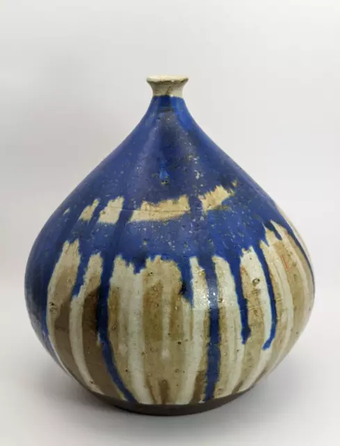 1960s Bror Borsum Mariefred Sweden Stoneware Studio Pottery Drip Glaze Vase