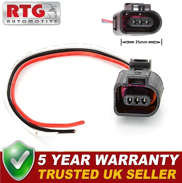 VW 2 Pin Reverse Light Plug Connector 1J0 973 702 - Pre-Wired Extension Harness (Female, German Made)