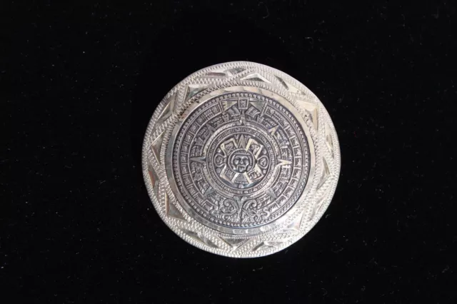 EME Eagle 83 Mexico Sterling Silver Mayan Aztec Calendar Circular Brooch