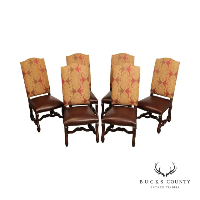 Stanley Furn. French Louis XIII OS de Mouton Style Set 6 High-Back Dining Chairs