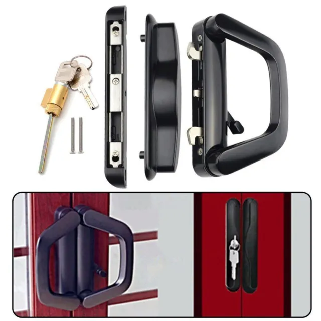 Sliding Patio Glass Door Lock Handle Security Entrance Door Locks Set With Key