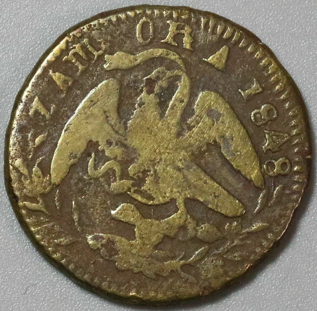 1848 Zamora 1/8 Real Mexico Octavo VG Brass Coin (21061404R)