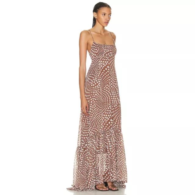 Staud Florence Dress in Clove Wavy Dot Small New Womens Long Maxi Gown 3