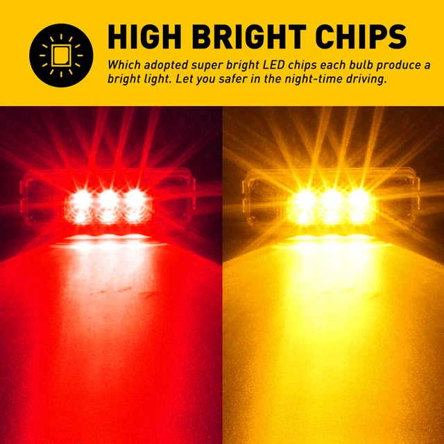 4PCS LED CLEARANCE Side Marker Light Indicator Truck Trailer Lorry