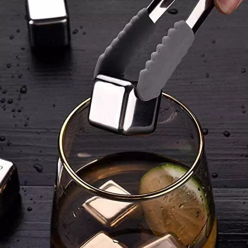 8Pcs Stainless Steel Drink Whiskey Metal Stone Reusable Ice Cubes Cooling Rocks 3