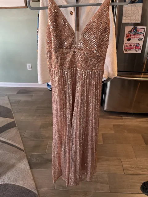 Rose Gold Sequin Gown Size 14 - Dress - Prom - Birthday - Wedding - Party