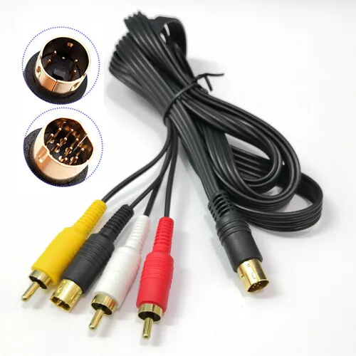 6FT S-AV TV Audio Video RCA Composite Adapter Cable Cord For Sega Saturn Console