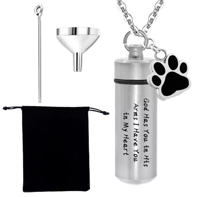 Memorial Alloy Meaningful Pendant Urn Necklace Keepsake Keychain For Pet Dog Paw 3