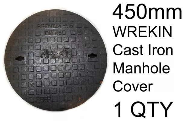 450mm Cast Iron Manhole Drain Inspection Cover WREKIN 490mm Round Keyhole Lift