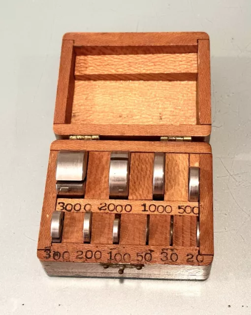 Vintage Antique Wood Boxed Set Apothecary Pharmacy Calibration Weights
