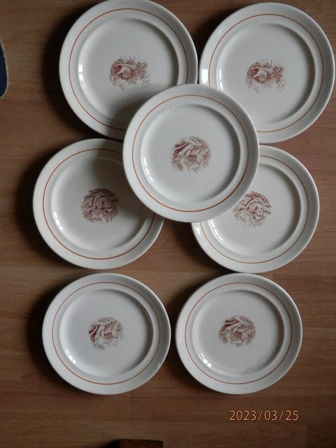 7 Assiettes  SARREGUEMINES decor a identifier