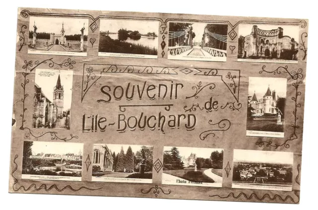 L'Ile Bouchard (37) Souvenir de.  CPA multivue écrite en 1940.