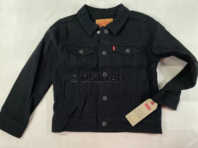 Levis Trucker Black Denim Stretch Jean Jacket 4  Youth (3-4 Years) $44