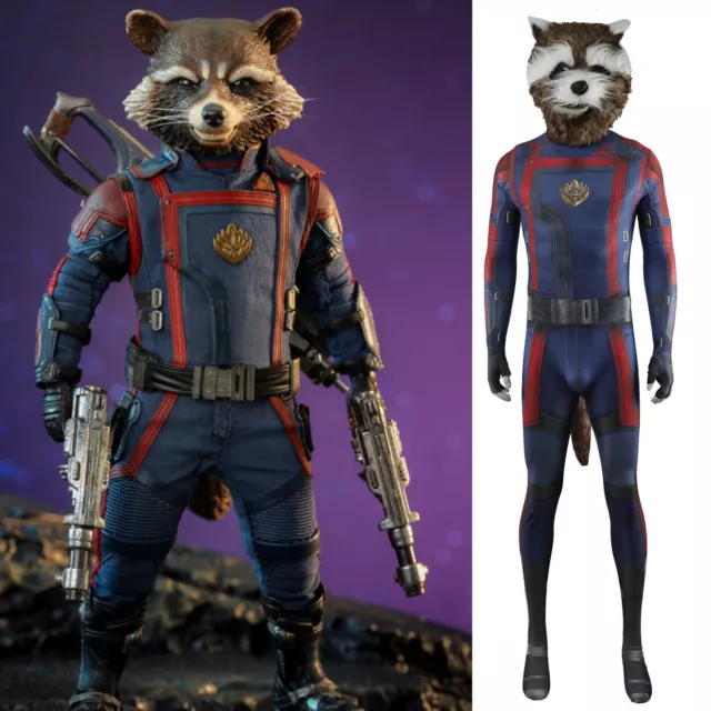 New Rocket Raccoon Jumpsuit Guardians of the Galaxy Cosplay Costume Halloween UK