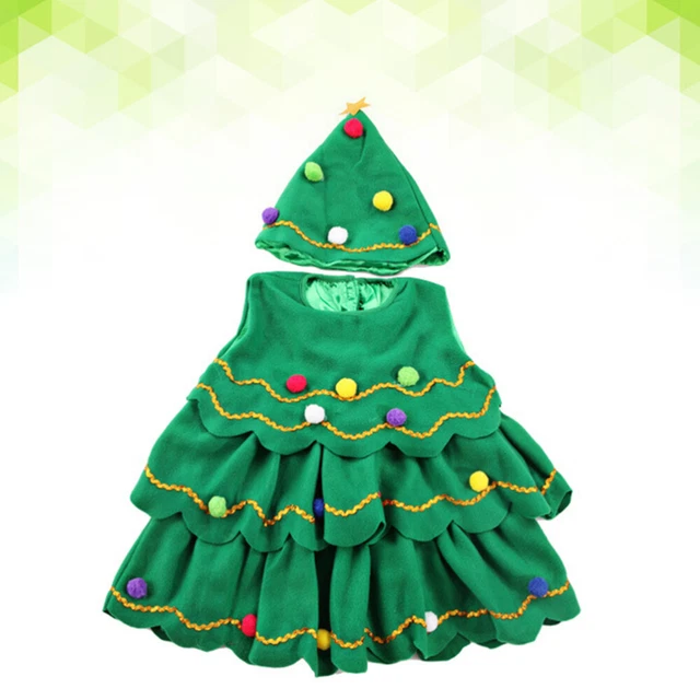Robe Sapin De Noël Enfant Fille + Chapeau - Costume Fête Sans Manches - Taille 12 Mois à 12 Ans - Matière Douce Et Colorée - 4