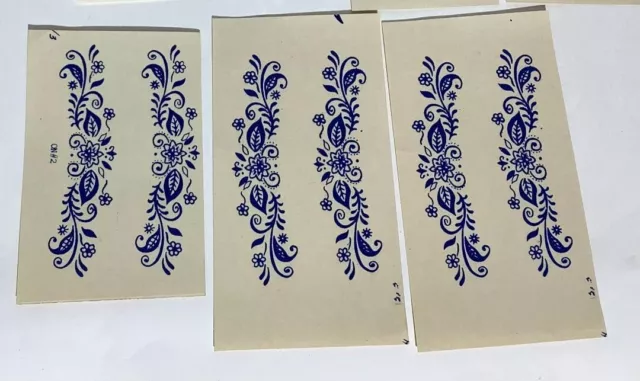 16 calcomanías deslizantes vintage para adornos azules de cerámica elegancia 2