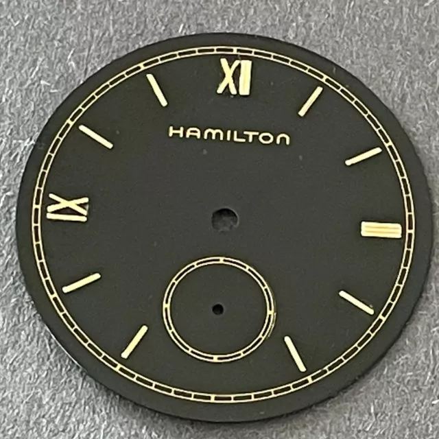 OROLOGIO HAMILTON VINTAGE Nero Dorato Quadrante Rotondo con Numeri
