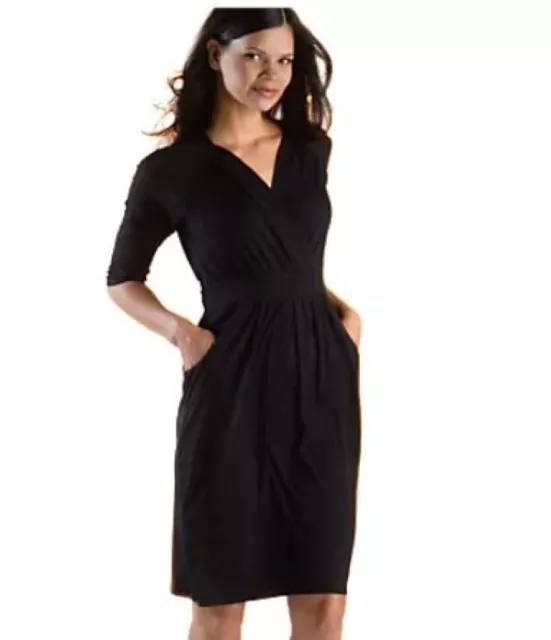 Simply. Chloe Dao Faux Wrap Knit Dress with Ruching ~ Black ~ 1X ~ NWT ~ A72735