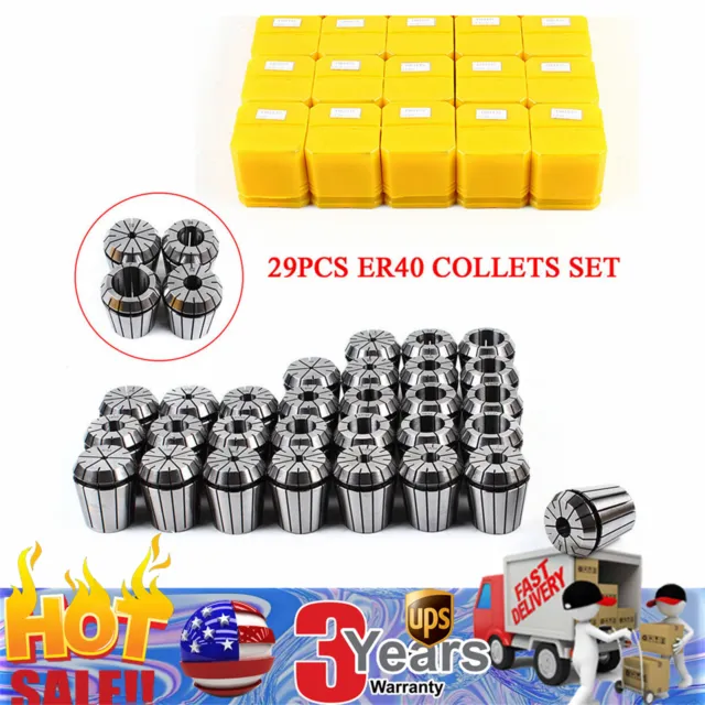 ER40 Spring Collet Set Precision Milling Lathe CNC Chuck Bit Holder Tool 29Pcs