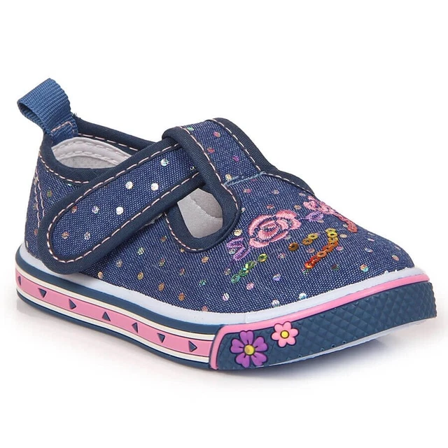 Girls' sneakers with touch fastener Atletico blue polka dots navy blue