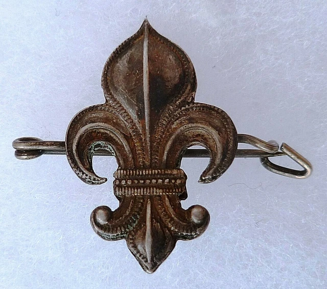 Broche Ancienne Royaliste Drapeau Fleurs de Lys, Diamants, Perle