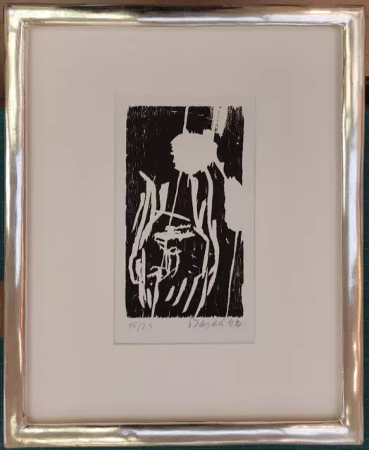 Georg Baselitz Originalholzschnitt Handsigniert mit Blattgoldrahmen nur 25 Expl.