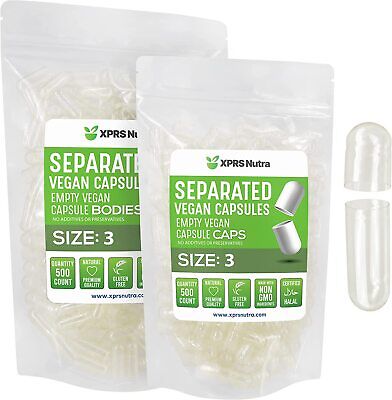 Cápsulas Express Talla 3 cápsulas separados claro vacío Vegano píldora tapa Veggie Veg