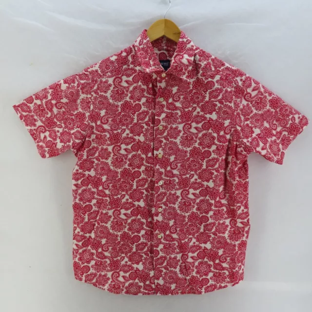 JEANSWEST Shirt Mens Adult Size Medium Red Paisley Short Sleeve Button Up Casual