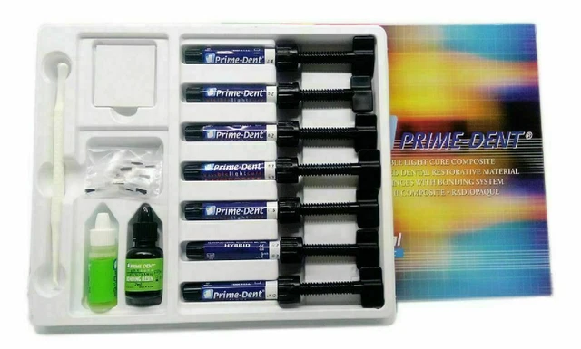 Prime-Dent 001-010 Kit de 7 seringues composites en résine dentaire hybride...