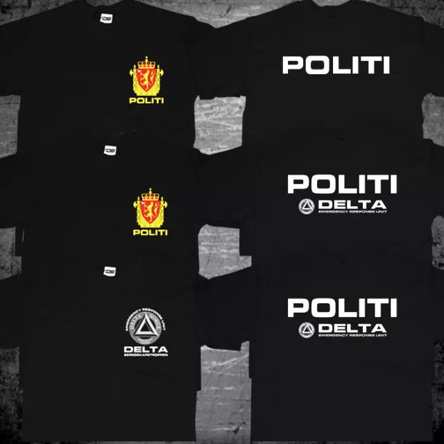 New Norway Norwegian Police Politi Special Rescue Unit Delta Force Logo T shirt