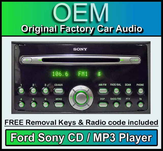 Ford Fiesta sony Lecteur CD,Autoradio Radio,Haut-Parleur Compatible + Code & Clé