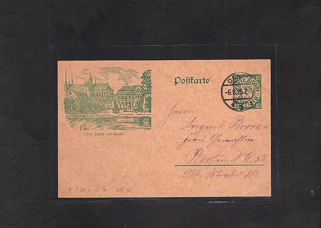Danzig, Ganzsache Mi.-Nr. P 31, Schloss mit Kirche  gestempelt.