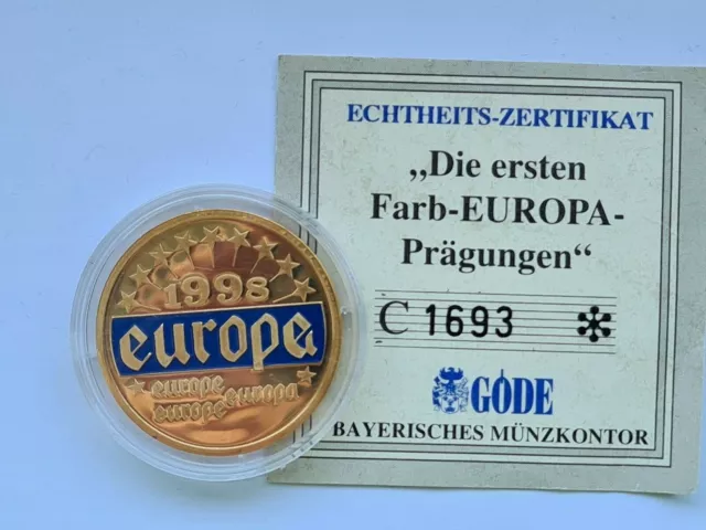 ECU Medialen 1998 Farb -Europa  Vergoldet in PP 2