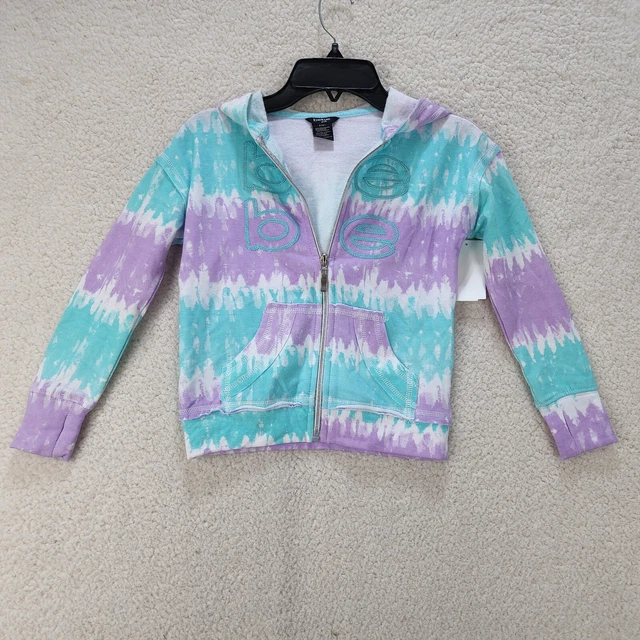 bebe Girls Tie Dye Hoodie S (4) Multicolor Full Zip Long Sleeve