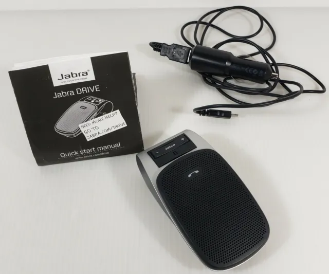 Jabra Drive HFS004 Bluetooth Wireless In Car Speakerphone w Clip, Cable & Manual
