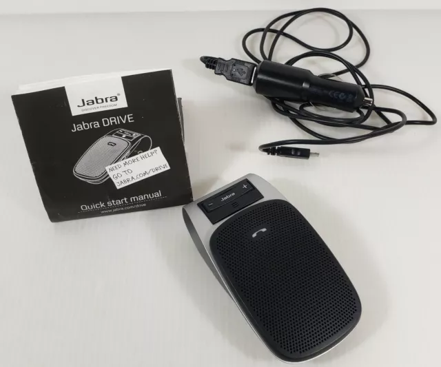 Jabra Drive HFS004 Bluetooth Wireless In Car Speakerphone w Clip, Cable & Manual
