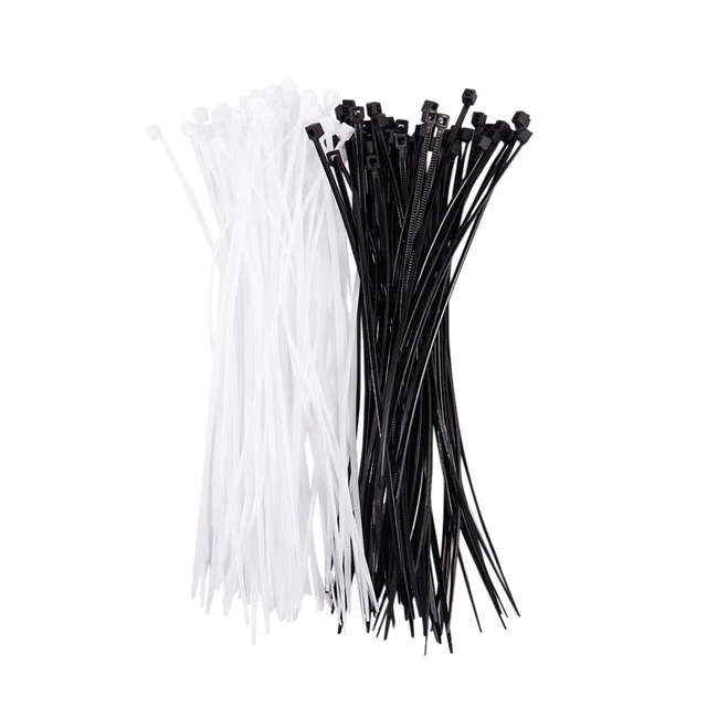 Organizer cravatte cavo a spinta automatica 3 mm x 150 mm bianco nero 100 pz A4F1