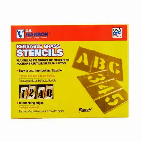 3/4" Brass Interlocking Stencil Letters and Numbers, 45 Piece Set