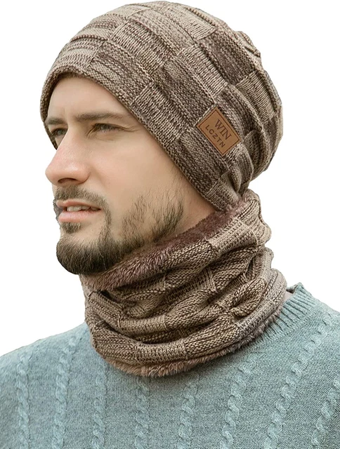 Gorro Para Hombre Gorros De Invierno Hombres Para El Frio Con Bufanda Punto