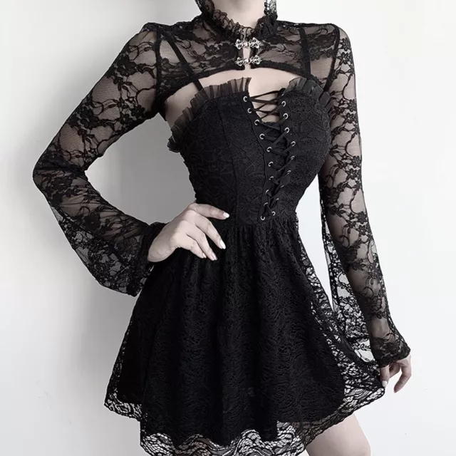SEXY GIRLS WOMEN Gothic Black Dress Smock Outfits Punk Dress Costume Clothes  $11.50 - PicClick