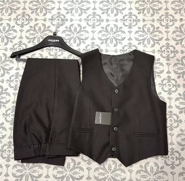 2tlg Abito Bambino Vestito Battesimo Set Gilet Pantaloni per Party le Feste Nero