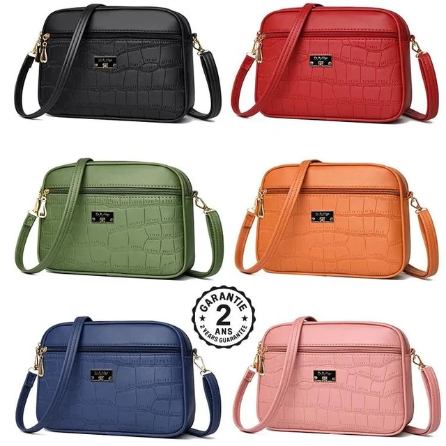 Sac à Main Bandoulière Vintage Années 80 - Crocodile Véritable Petite écaille - Noir - État Occasion
