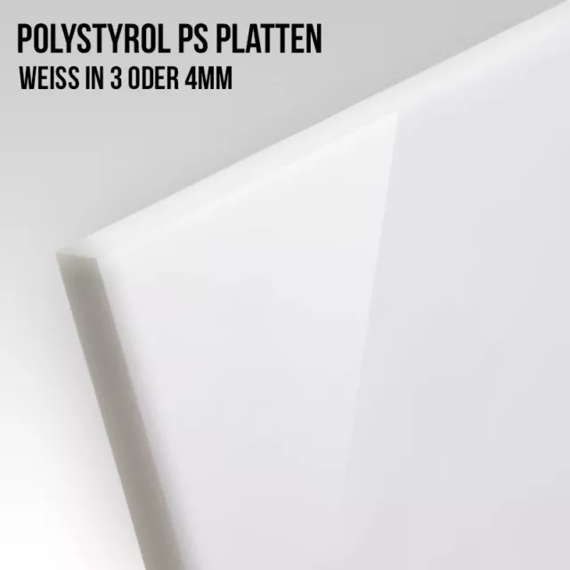 Polystyrol PS Platte Weiß 3 - 4mm Plattenstärke Modellbau Zuschnitt