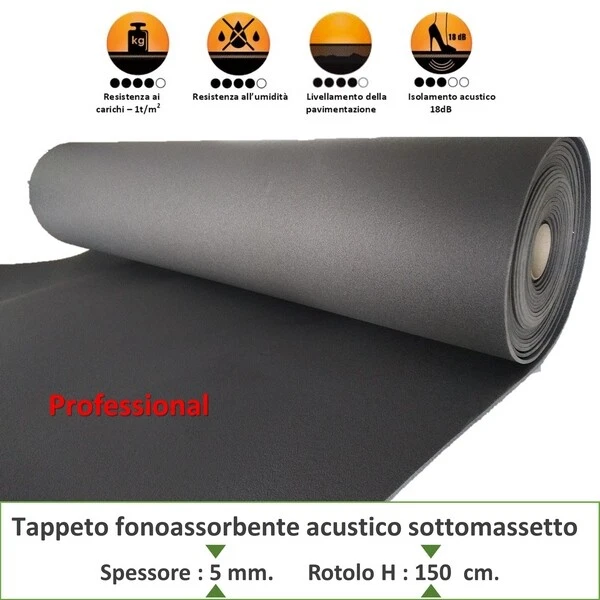 Tappetino Isolante materassino 60 mq. sotto massetto 5 mm. fonoassorbente
