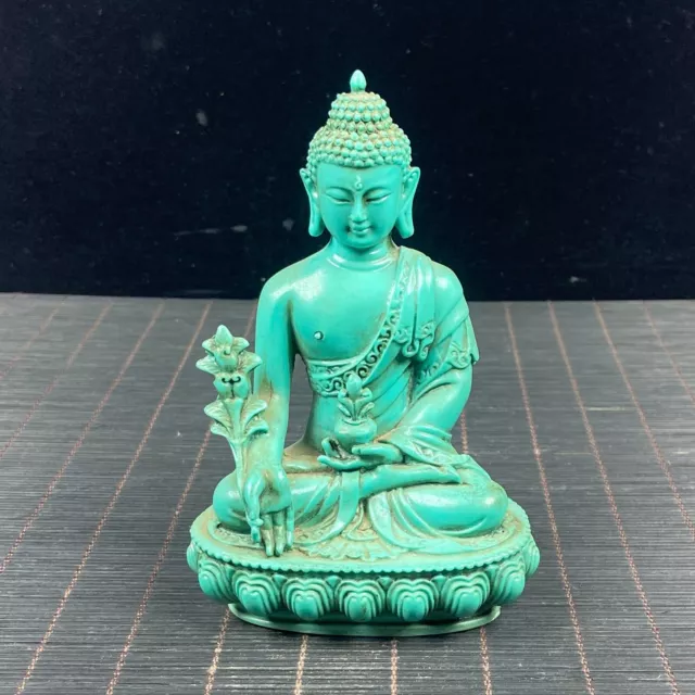 Chinese Natural Turquoise Handcarved Buddha Statue 90015