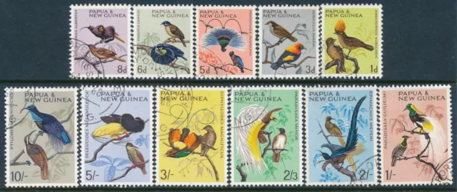 1964-1965 PAPUA NEW GUINEA BIRDS DEFINITIVES USED SET OF 11 our ref D