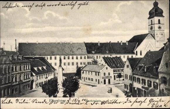 Ak Ebersberg in Oberbayern, Marktplatz, Kirche - 10561124
