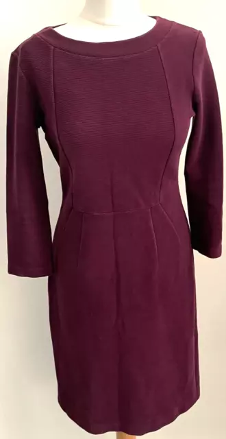 Hobbs Burgundy Dress Ladies 10 UK Fitted Stretch Bodycon Dress Long Sleeves