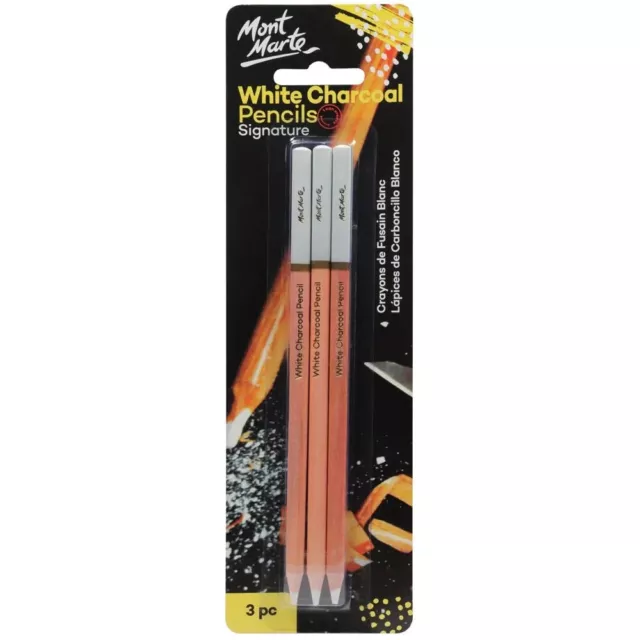 AU Mont Marte 3Pc White Charcoal Pencils Pencil Set Large Drawing Sketching Art